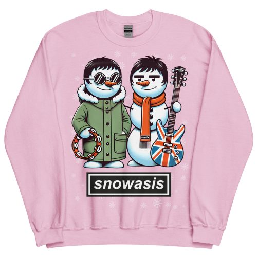 Snowasis Oasis Christmas Jumper Liam & Noel Gallagher Snowmen - Light Pink