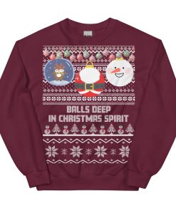 Balls Deep In Christmas Spirit Christmas Jumper Maroon