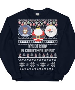 Balls Deep In Christmas Spirit Christmas Jumper Navy Blue
