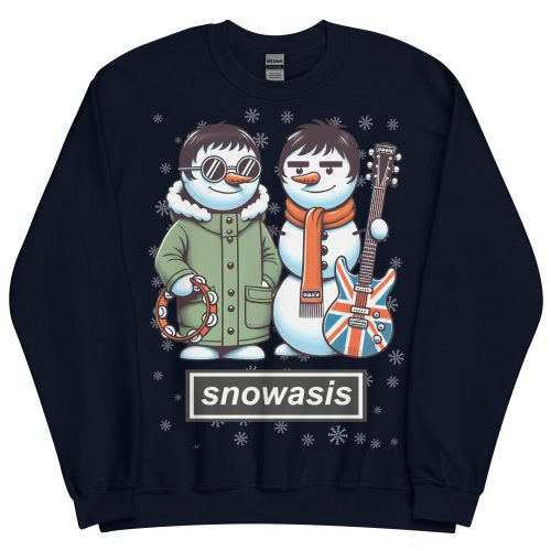 Snowasis Oasis Christmas Jumper Liam & Noel Gallagher Snowmen - Navy