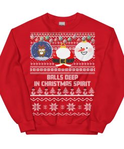 Balls Deep In Christmas Spirit Christmas Jumper Red