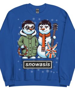 Snowasis Oasis Christmas Jumper Liam & Noel Gallagher Snowmen - Royal Blue
