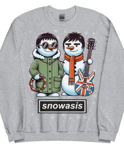 Snowasis Oasis Christmas Jumper Liam & Noel Gallagher Snowmen - Sport Grey