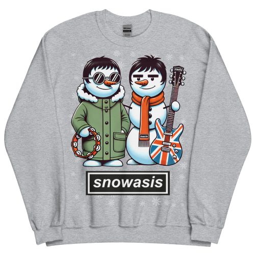 Snowasis Oasis Christmas Jumper Liam & Noel Gallagher Snowmen - Sport Grey