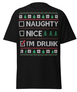 Naughty Nice Or Drunk Funny Christmas T-shirts