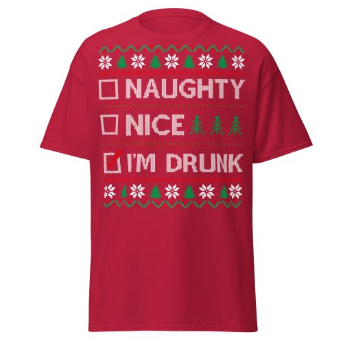 Naughty Nice Or Drunk Funny Christmas T-shirts