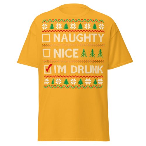Naughty Nice Or Drunk Funny Christmas T-shirts
