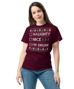 Naughty Nice Or Drunk Funny Christmas T-shirts