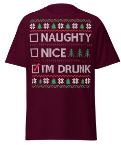 Naughty Nice Or Drunk Funny Christmas T-shirts