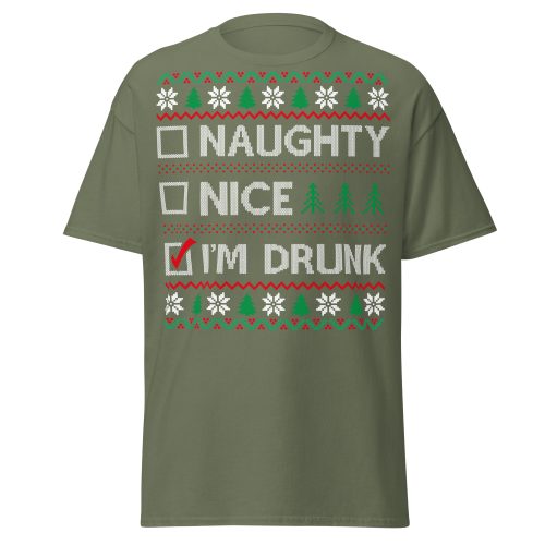 Naughty Nice Or Drunk Funny Christmas T-shirts
