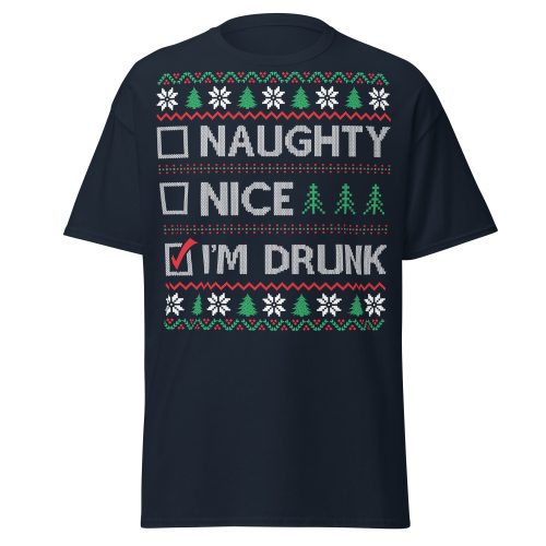 Naughty Nice Or Drunk Funny Christmas T-shirts