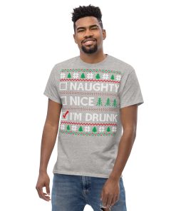 Naughty Nice Or Drunk Funny Christmas T-shirts