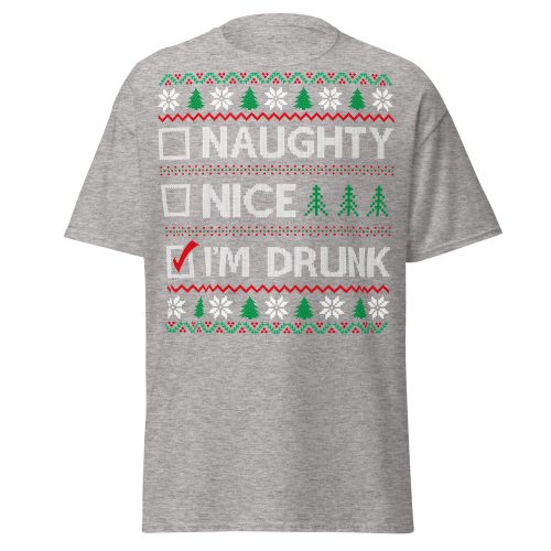 Naughty Nice Or Drunk Funny Christmas T-shirts