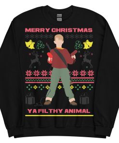 Home Alone Christmas Jumper Merry Christmas Ya Filthy AnimalĀ - Black
