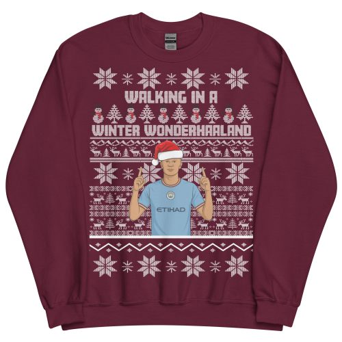 Erling Haaland Christmas Jumper Walking in a Winter Wonderhaaland