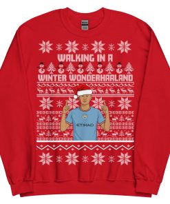 Erling Haaland Christmas Jumper Walking in a Winter Wonderhaaland