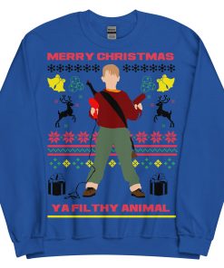 Home Alone Christmas Jumper Merry Christmas Ya Filthy AnimalĀ - Royal Blue