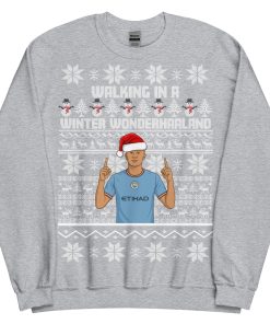 Erling Haaland Christmas Jumper Walking in a Winter Wonderhaaland