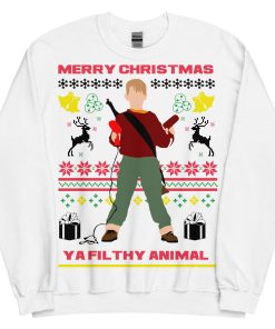 Home Alone Christmas Jumper Merry Christmas Ya Filthy Animal - White