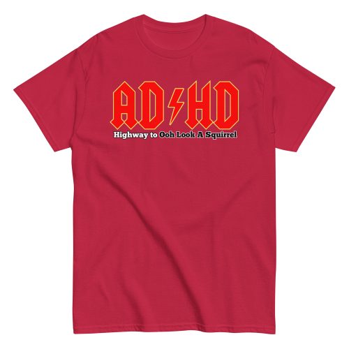 ADHD T-shirt Look A Squirrel Funny ADHD ACDC style t-shirt