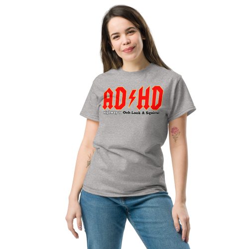 ADHD T-shirt Look A Squirrel Funny ADHD ACDC style t-shirt
