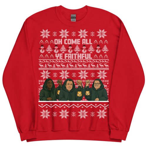 The Traitors Christmas Jumper Oh Come All Ye Faithful - Red