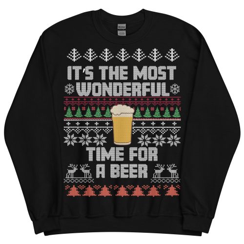 The Most Wonderful Time For A Beer Christmas Jumper Sweatshirt - Black