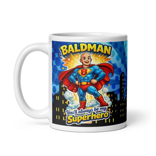 Baldman Superhero Mug Gift For Bald Men