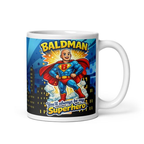 Baldman Superhero Mug Gift For Bald Men