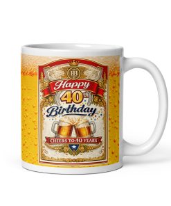 Funny 40th Birthday Mug Gift Beer Label Mug