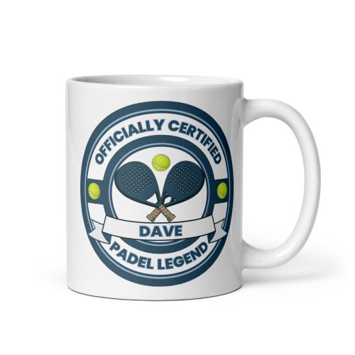 Personalised Padel Mug, Funny Padel Gift For Him Custom Name Mug