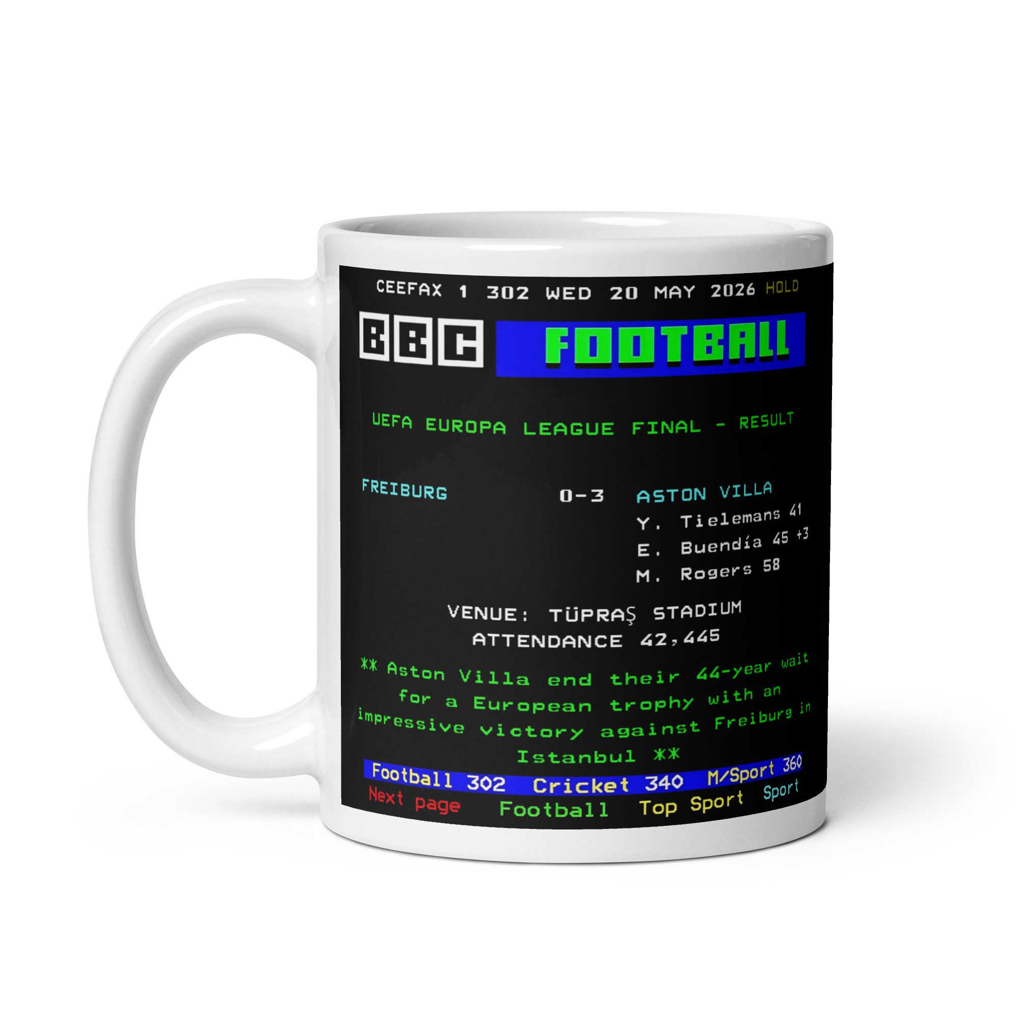 Aston Villa Freiburg Europa League Cup Final Ceefax Mug