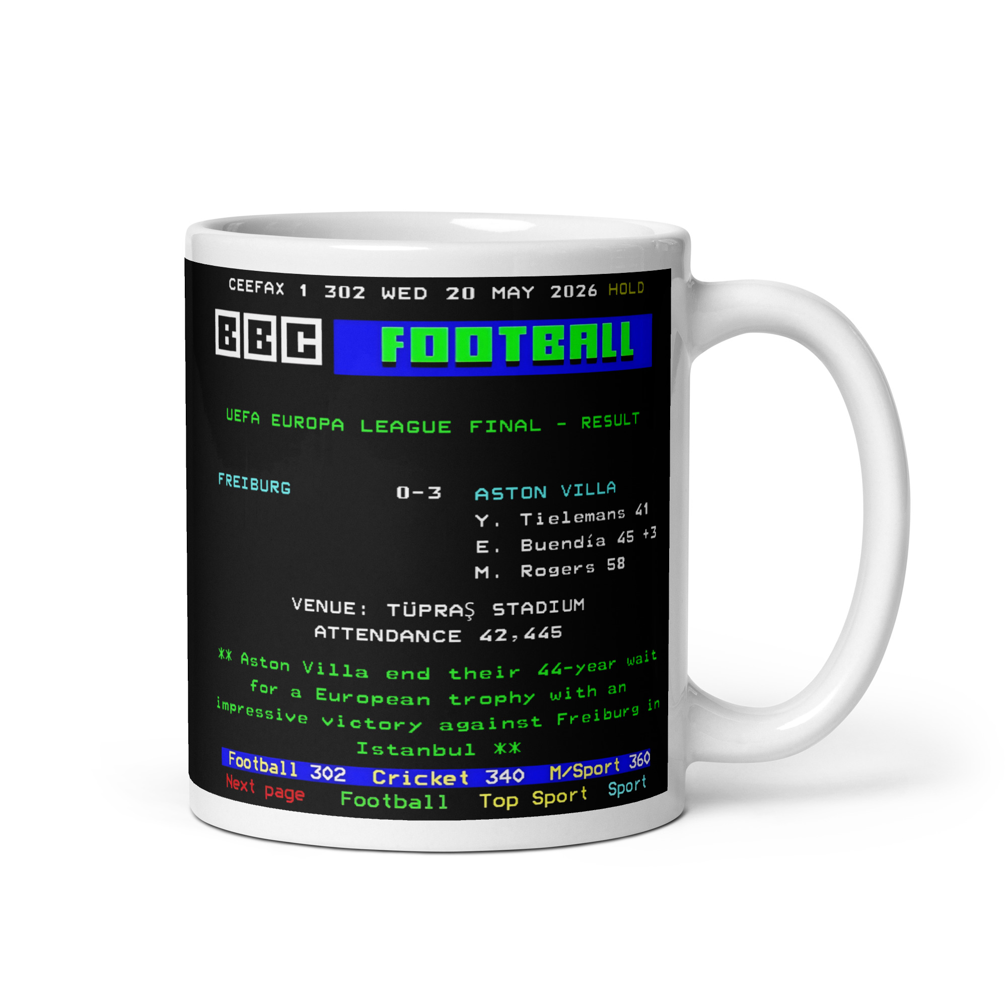 Aston Villa Freiburg Europa League Cup Final Ceefax Mug