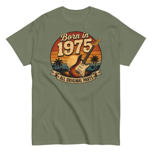 Born in 1975 Guitar All Original Parts Birthday Present T-shirt