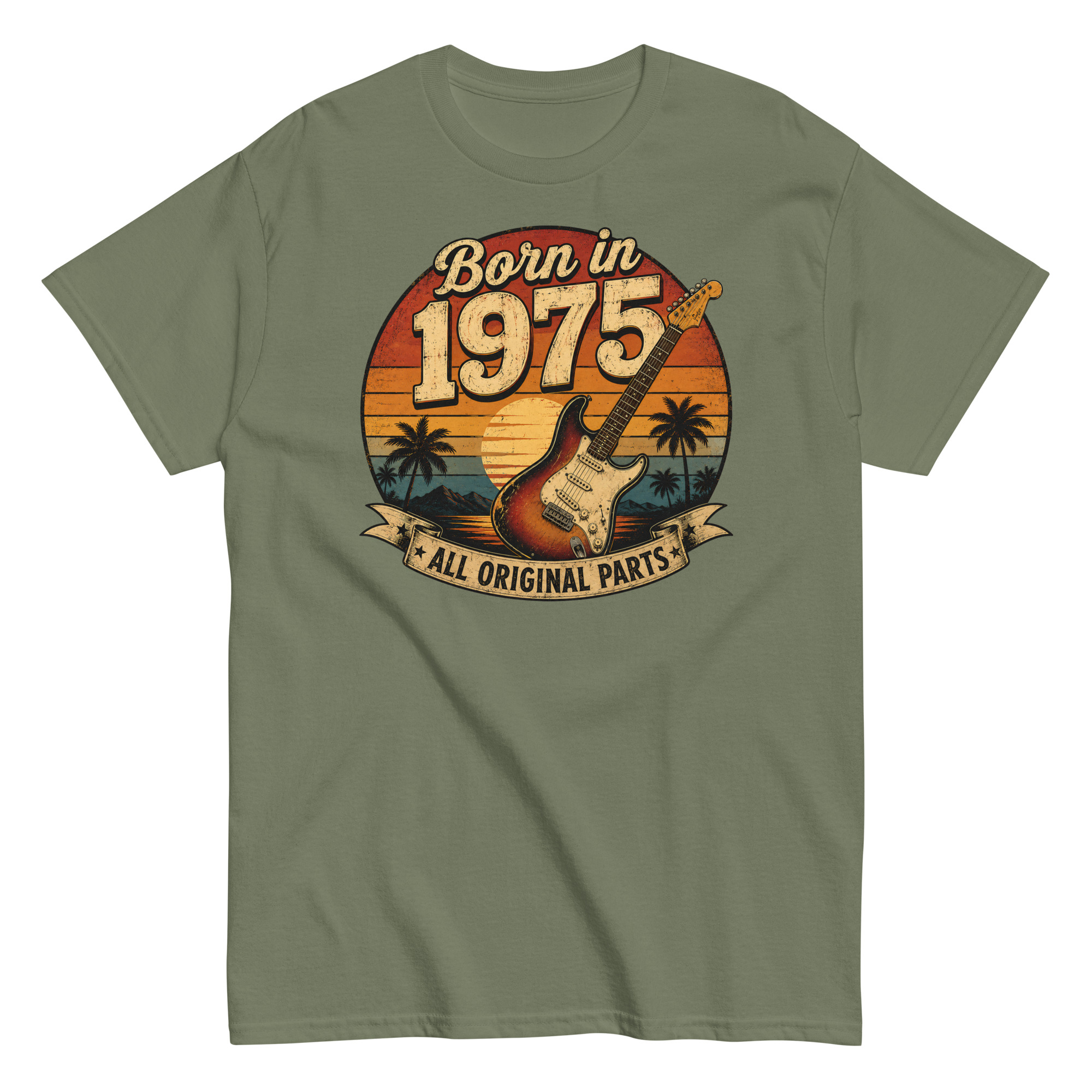 Born in 1975 Guitar All Original Parts Birthday Present T-shirt