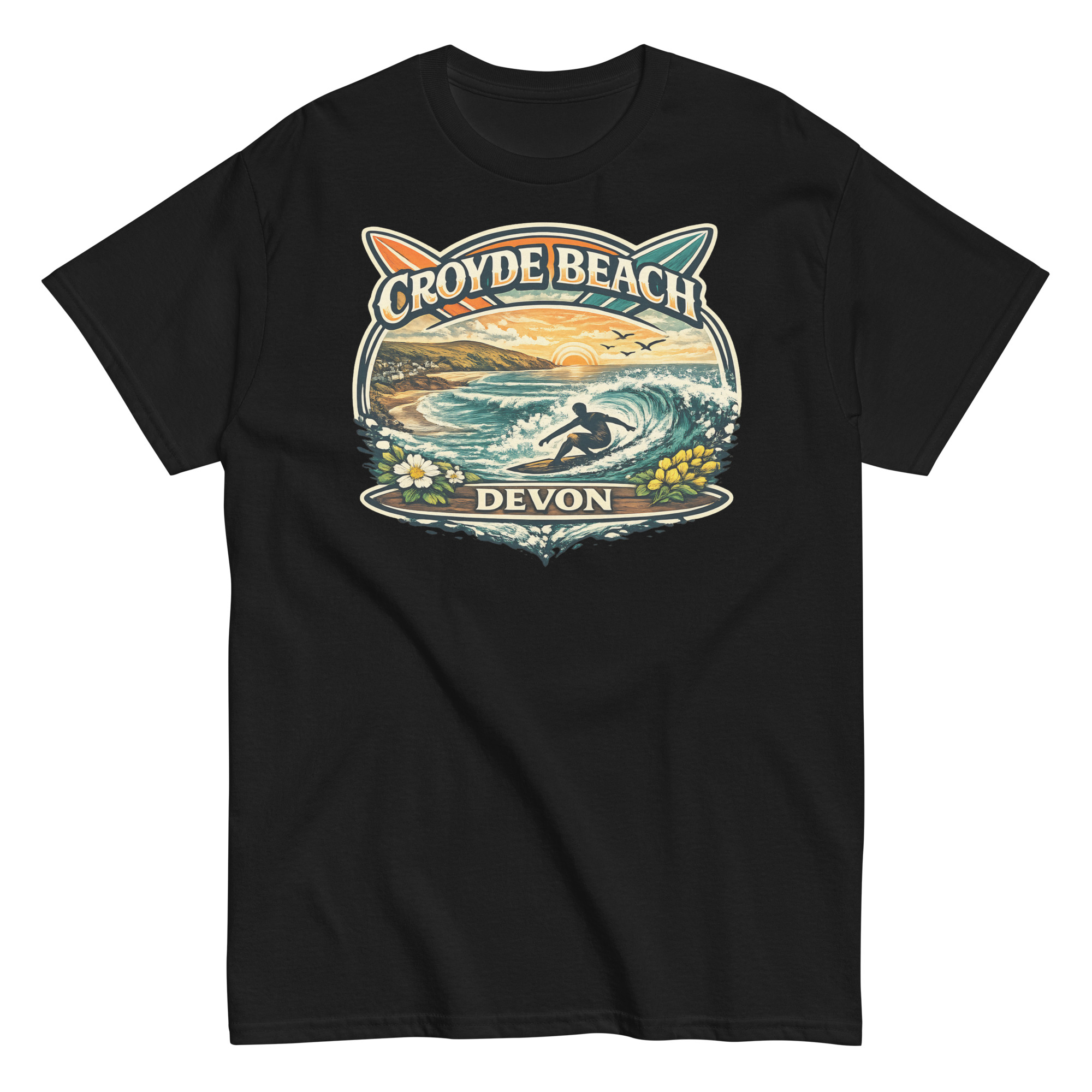 Croyde Beach Devon – Surfing Wave T-shirt Men’s classic tee