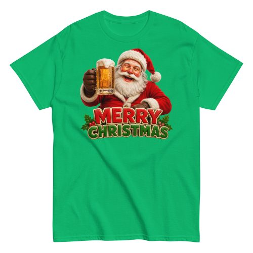 Merry Christmas – Santa Drinking a Beer – T-shirt