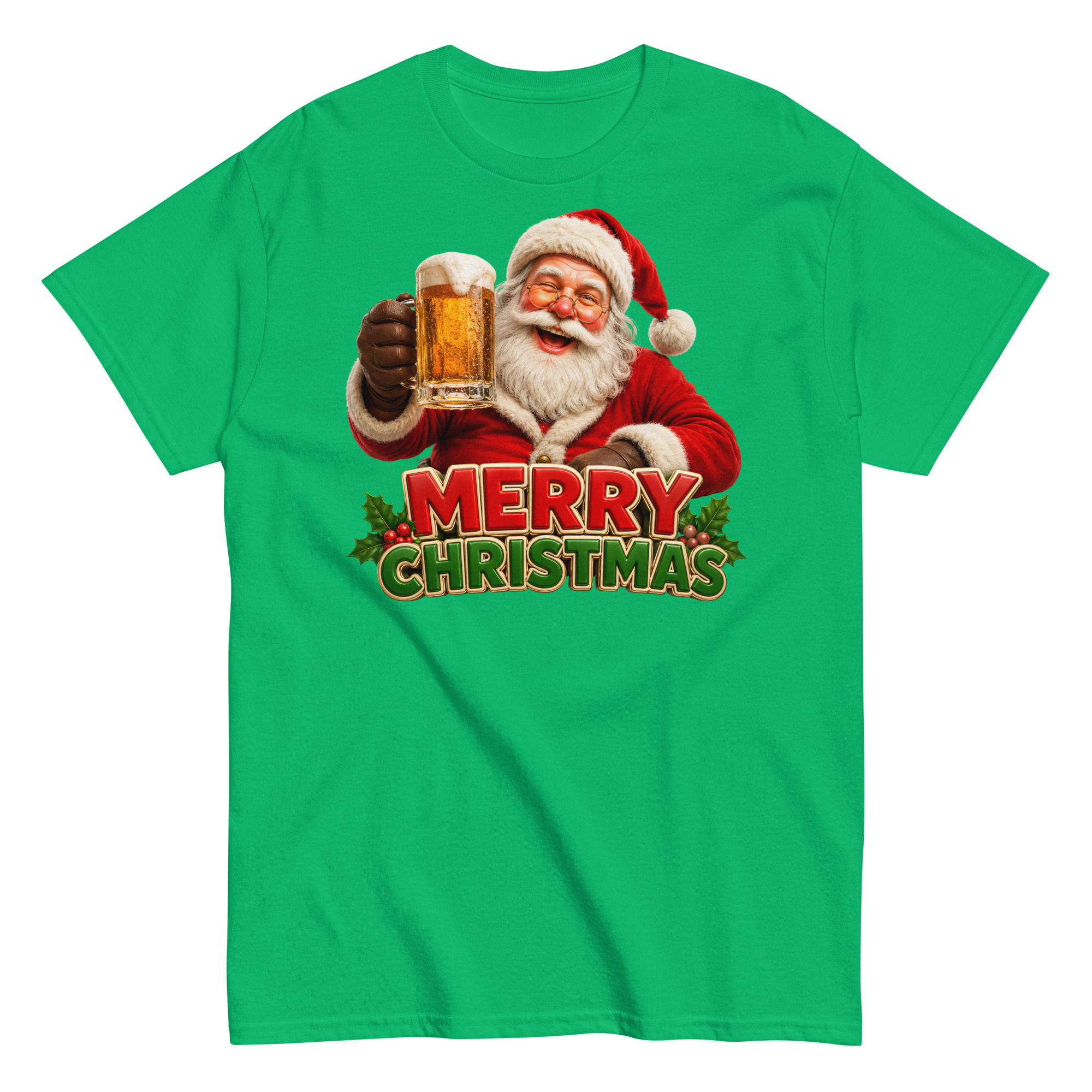 Merry Christmas – Santa Drinking a Beer – T-shirt