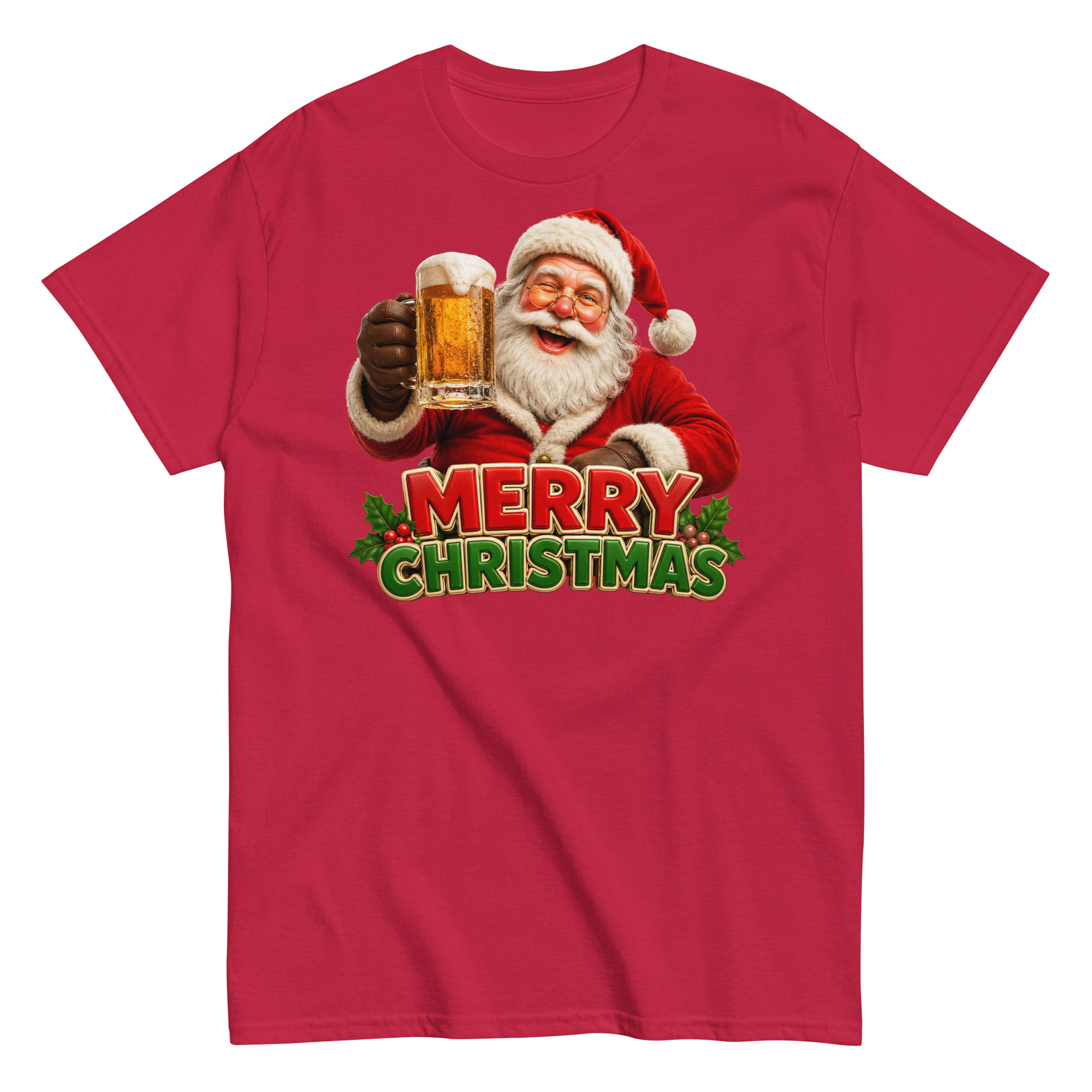 Merry Christmas – Santa Drinking a Beer – T-shirt