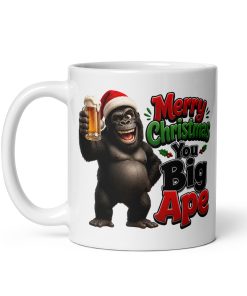 Merry Christmas You Big Ape Gorilla Drinking A Beer Gift Mug