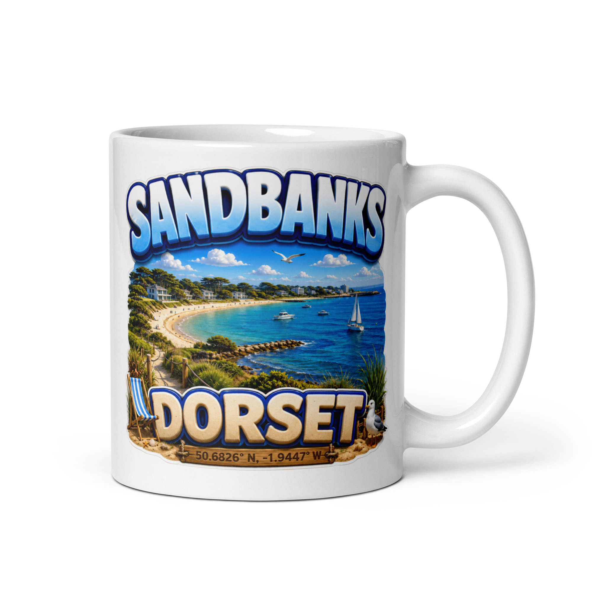 Sandbanks Dorset Mug White glossy mugs
