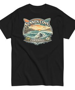 Sennen Cove T-shirt Cornwall Surf Waves Men’s classic tee