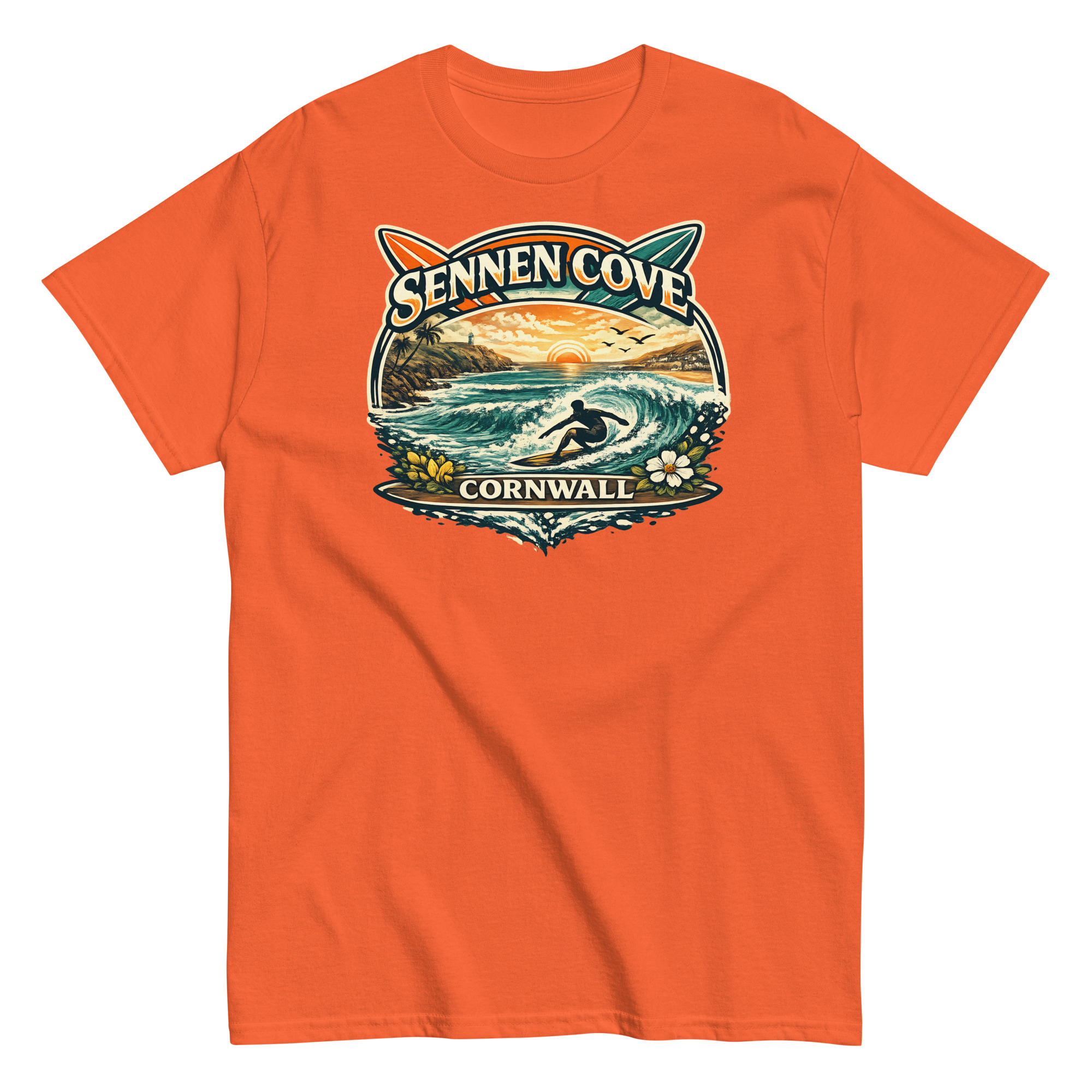 Sennen Cove T-shirt Cornwall Surf Waves Men’s classic tee