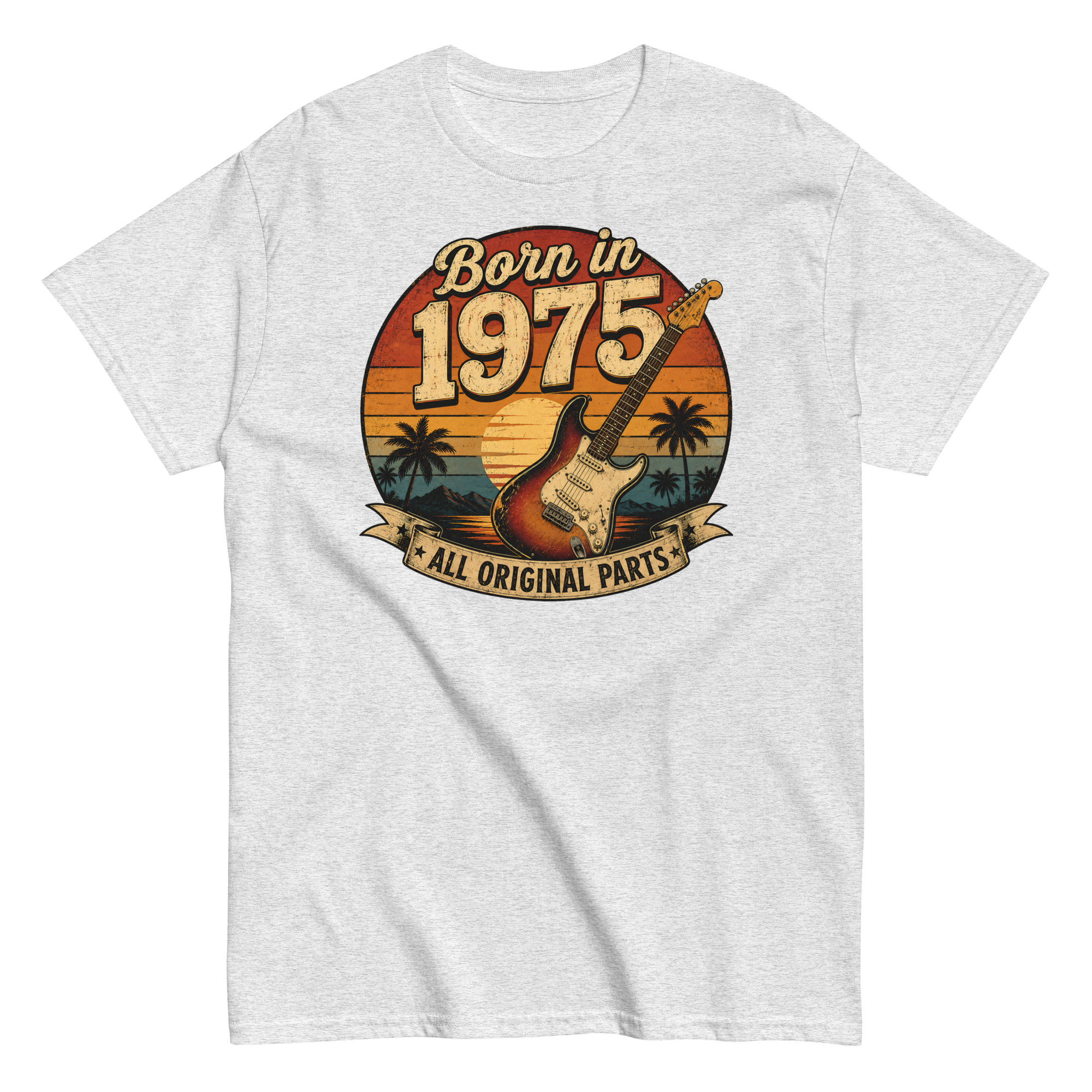 Born in 1975 Guitar All Original Parts Birthday Present T-shirt