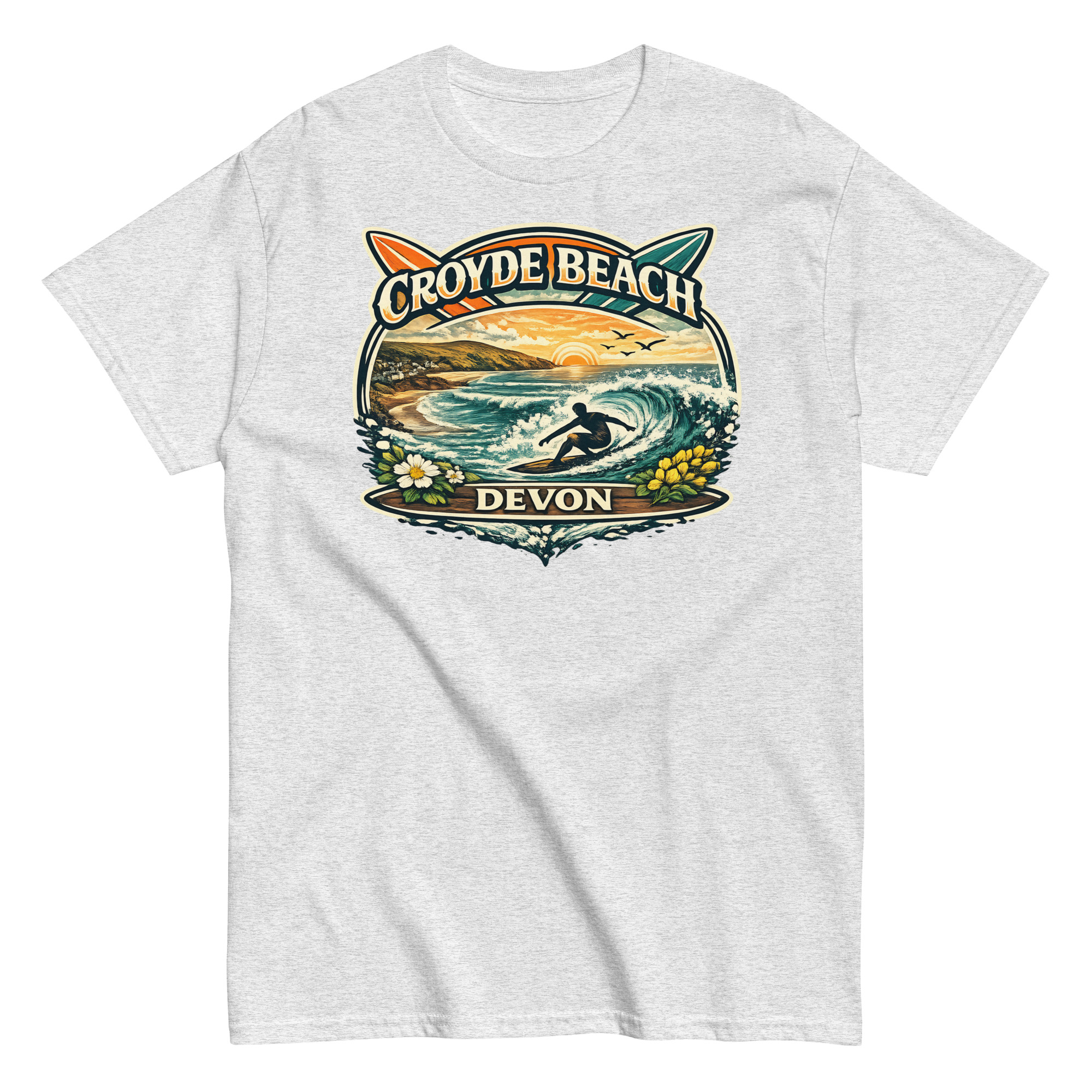 Croyde Beach Devon – Surfing Wave T-shirt Men’s classic tee