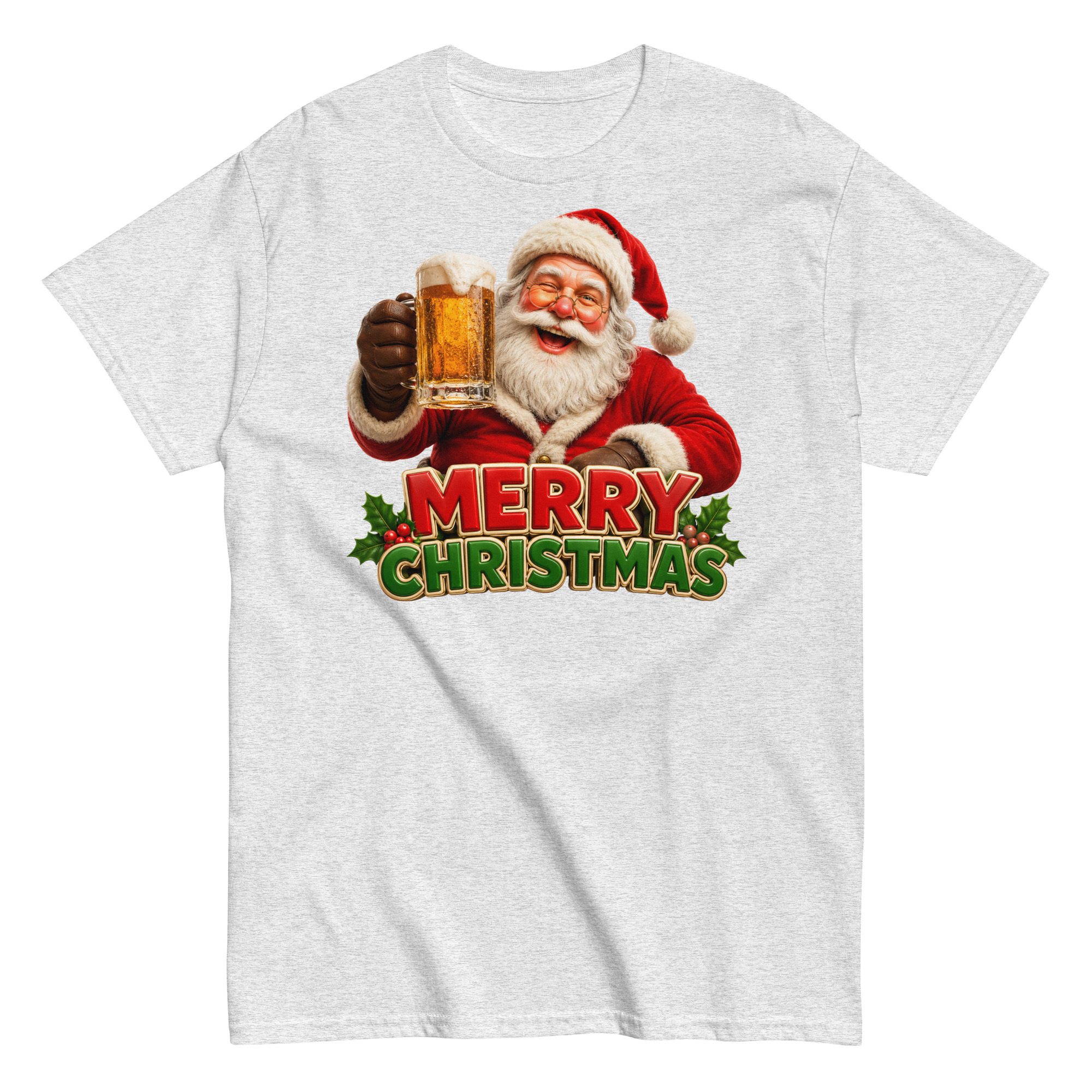 Merry Christmas – Santa Drinking a Beer – T-shirt