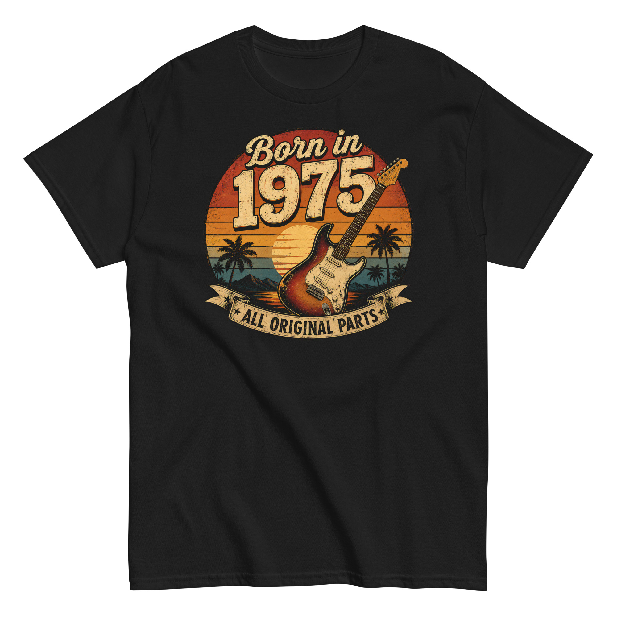 Born in 1975 Guitar All Original Parts Birthday Present T-shirt