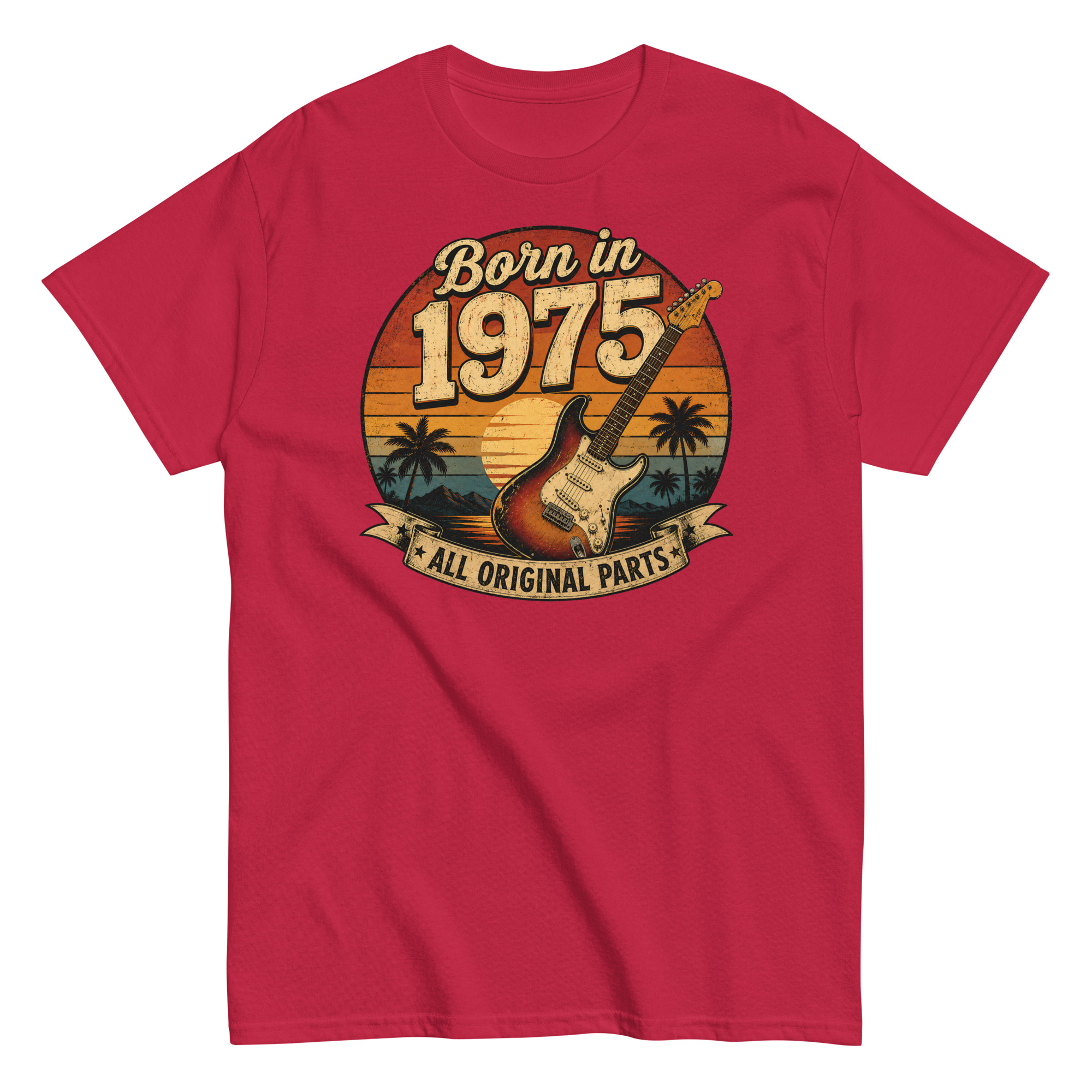 Born in 1975 Guitar All Original Parts Birthday Present T-shirt