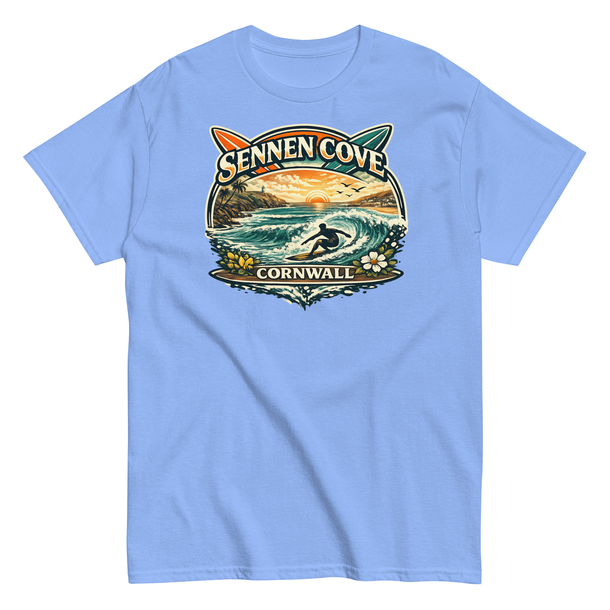 Sennen Cove T-shirt Cornwall Surf Waves Men’s classic tee