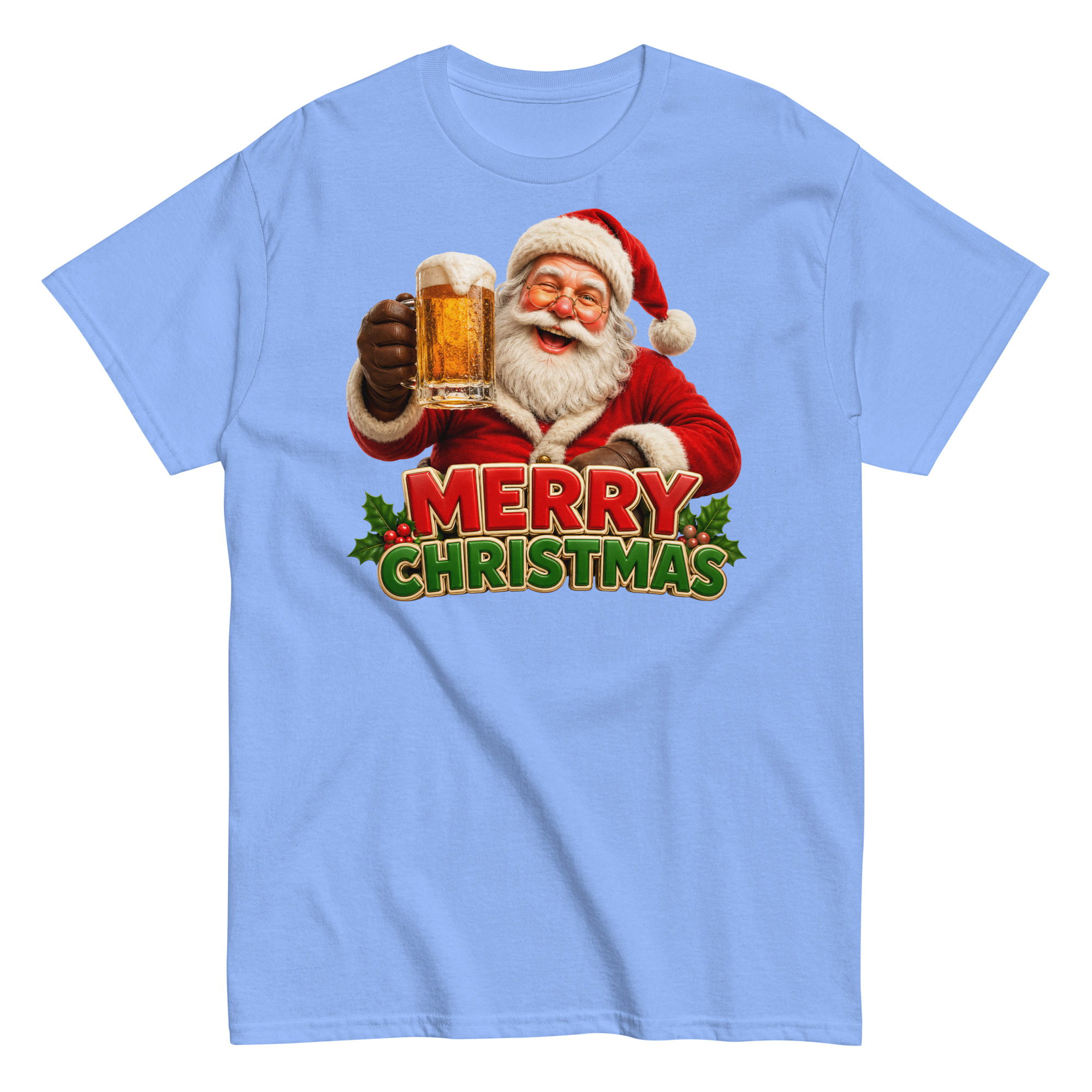 Merry Christmas – Santa Drinking a Beer – T-shirt